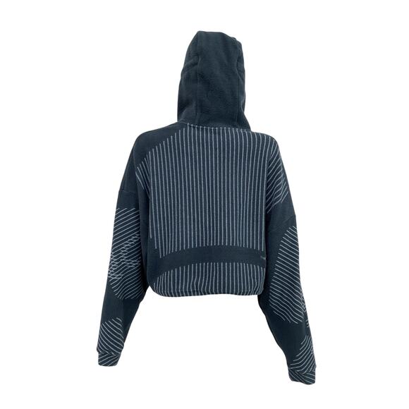 Nike Pro Therma-Fit Adv Blue Polyester Cropped Fleece Hoodie Size M - Picture 2 of 4